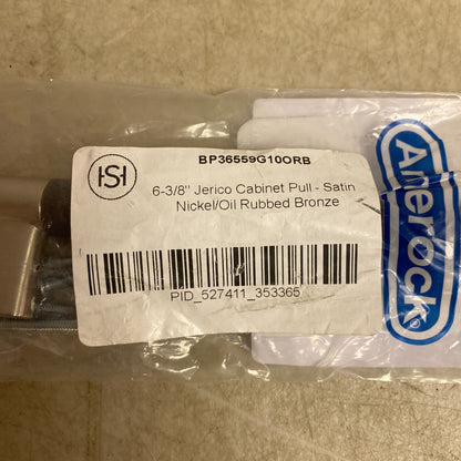 Signature Hardware Jerico 6‑3/8″ Cabinet Pull, Satin Nickel/Oil‑Rubbed Bronze