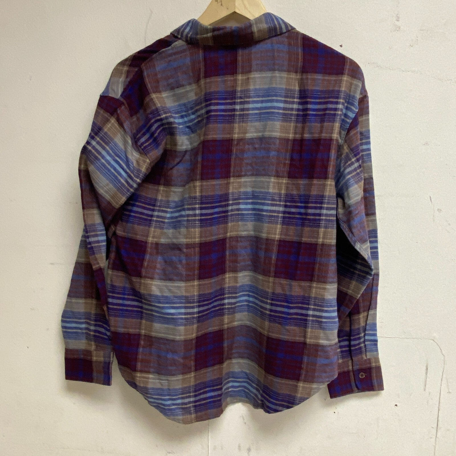 Alpine Design Womens Journey Oversized Flannel Dark Blue Overcast Plaid ADW22108