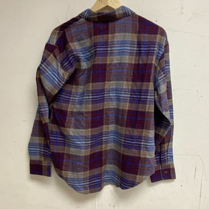 Alpine Design Womens Journey Oversized Flannel Dark Blue Overcast Plaid ADW22108