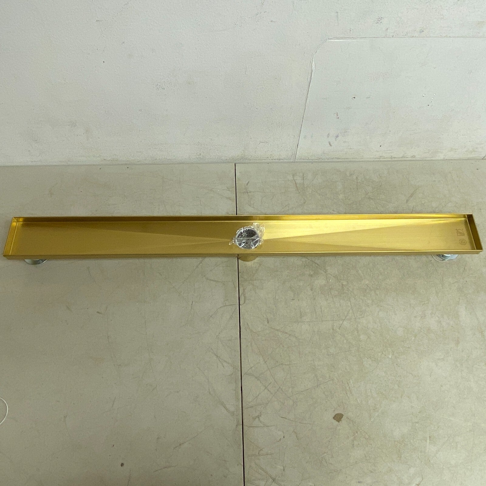 SIGNATURE HARDWARE 36" COHEN LINEAR TILE IN SOWER DRAIN-POLISHED BRASS