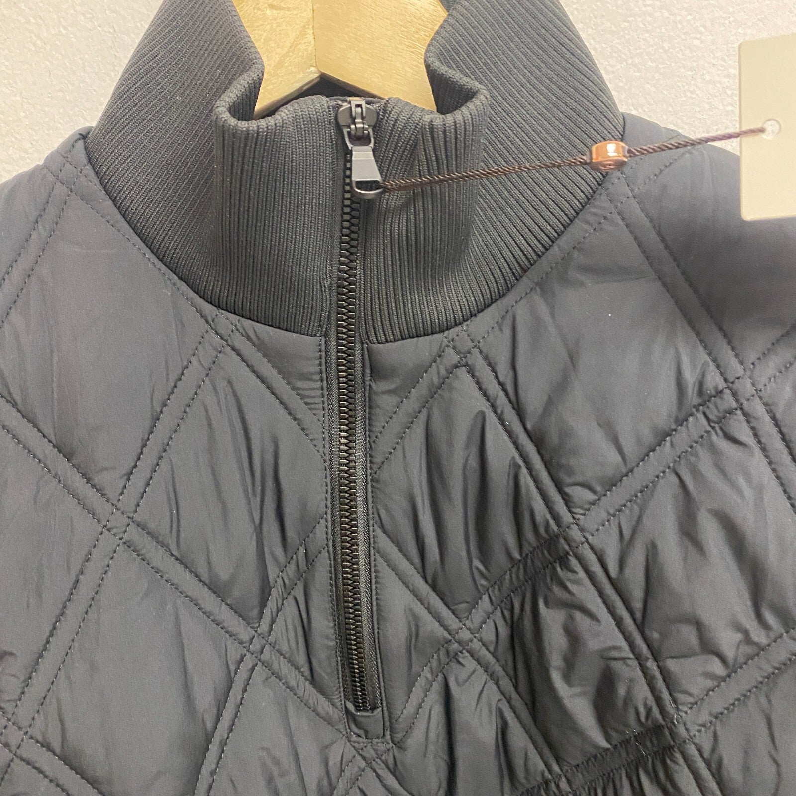 Calia Women's Outwear Quilted 1/2 Zip Pullover Jacket Pure Black WAX33055 New!