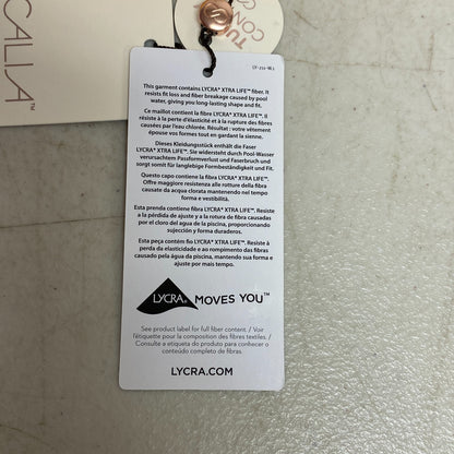 Calia Women's Tummy Control Bikini High Rise Rib Swim Bottom Sunrise Orange