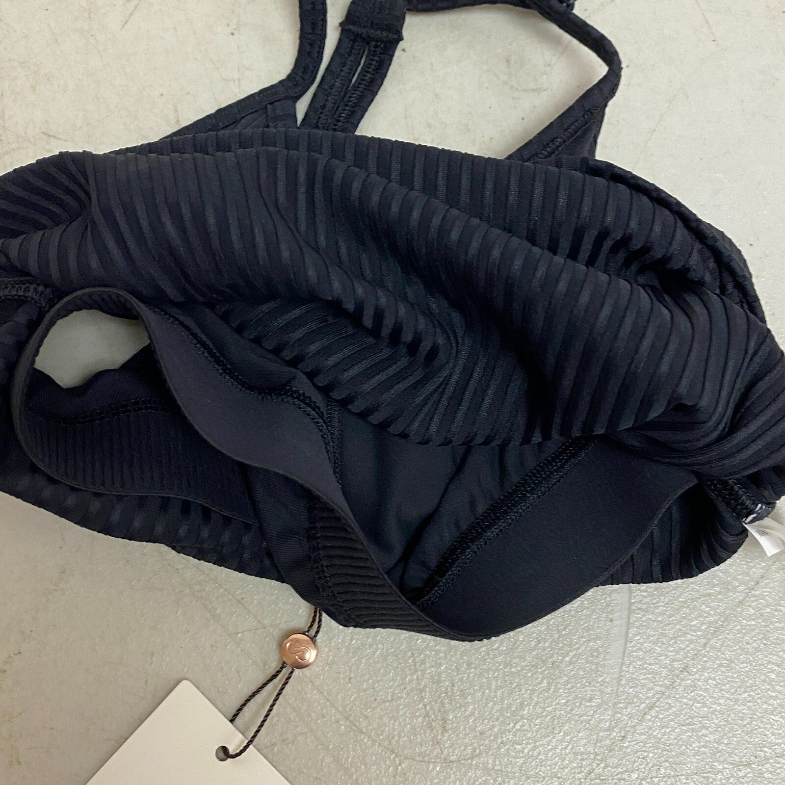 Calia Womens Rib Crop Cami Pure Black Solid Sleeveless Racerback WAX11196N