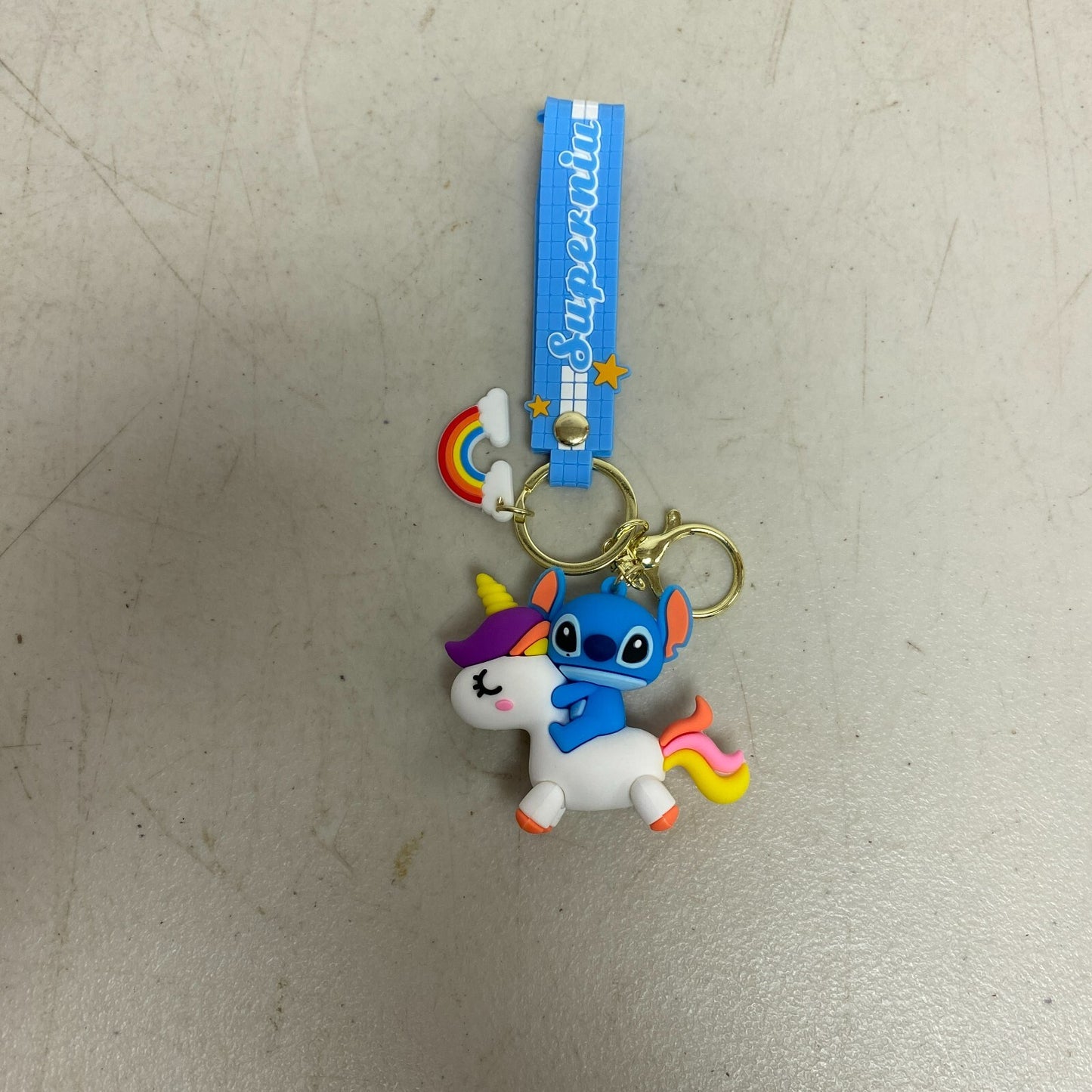 Assorted Silicone Lalo & Stitch Keychain with stitch riding Unicorn Accessory