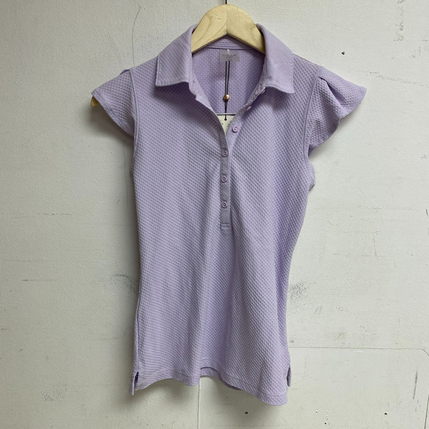 CALIA Women's Honeycomb Flutter Sleeve Golf Polo Blooming Lilac Solid WCG11037