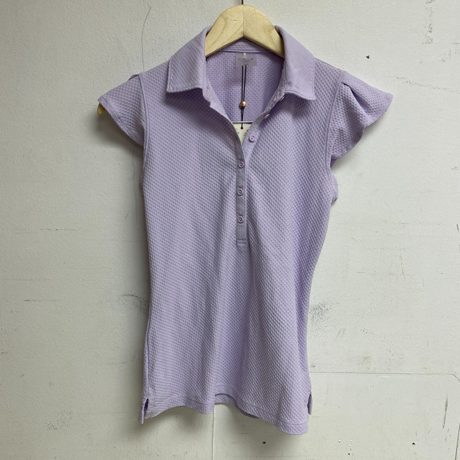 CALIA Women's Honeycomb Flutter Sleeve Golf Polo Blooming Lilac Solid WCG11037
