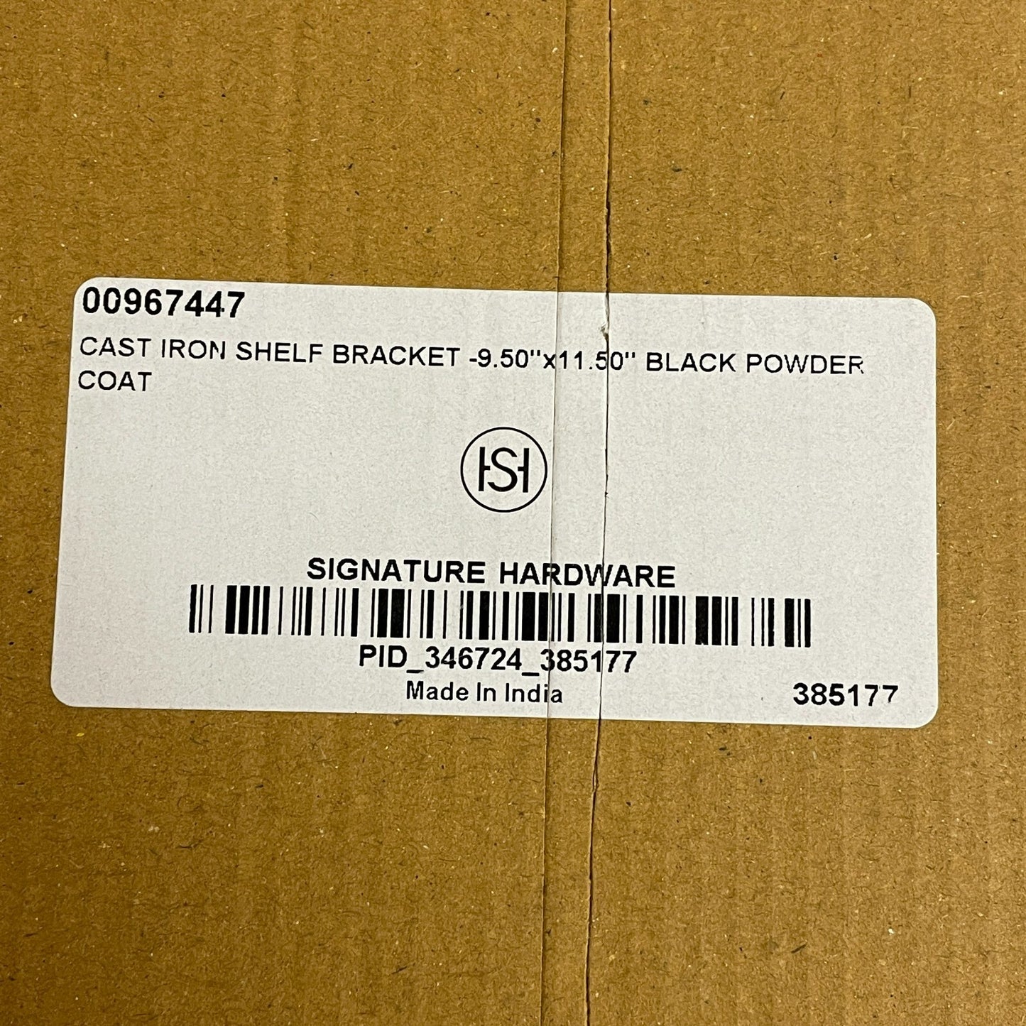 Signature Hardware Cast Iron Shelf Bracket Black Powder Coat 9.50"×11.50"