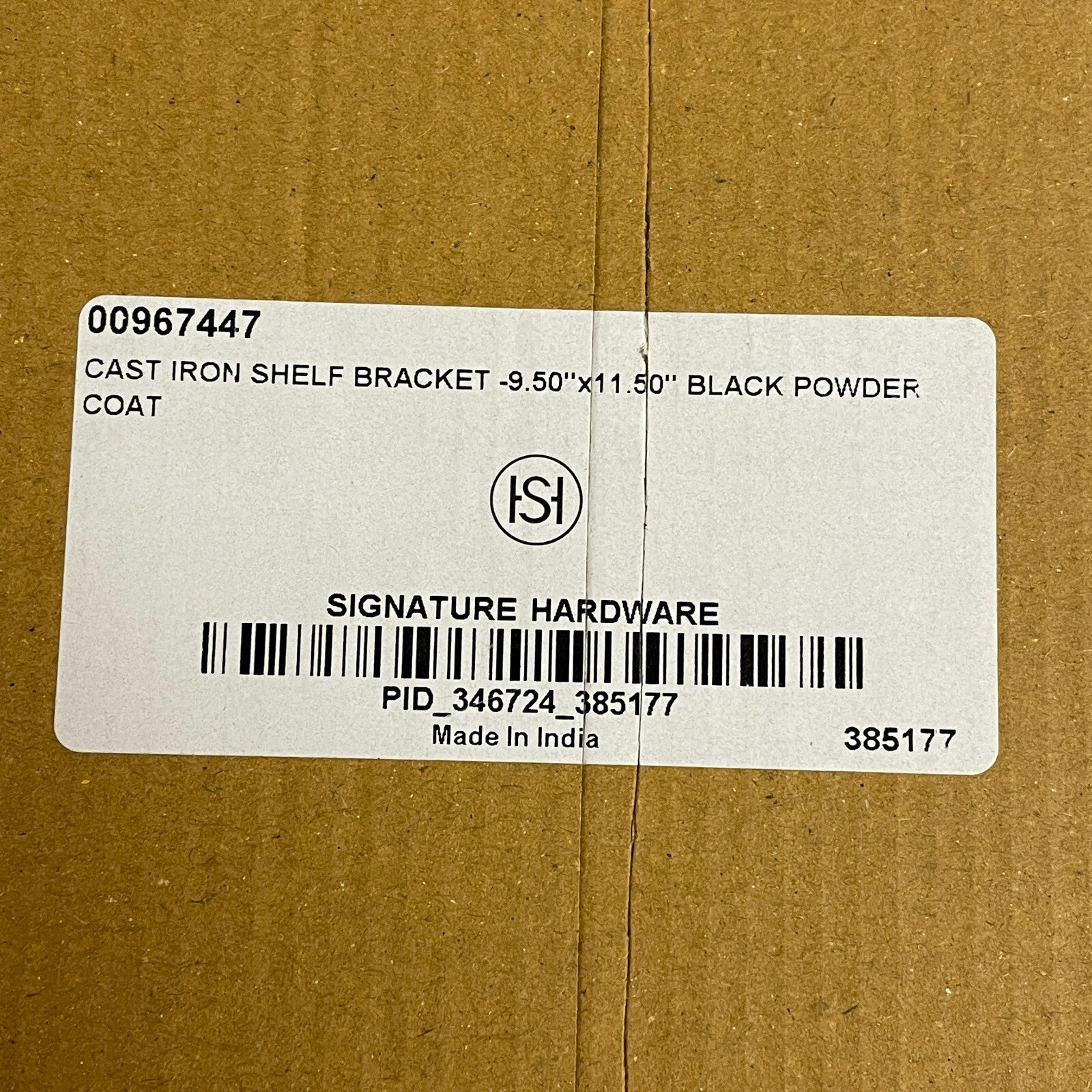 Signature Hardware Cast Iron Shelf Bracket Black Powder Coat 9.50"×11.50"
