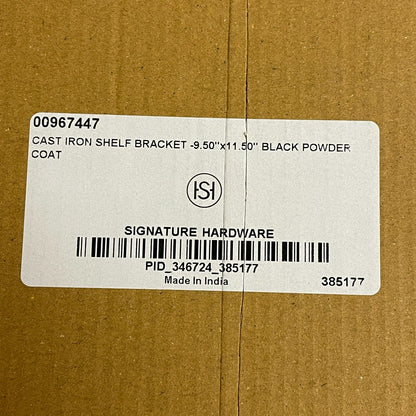 Signature Hardware Cast Iron Shelf Bracket Black Powder Coat 9.50"×11.50"