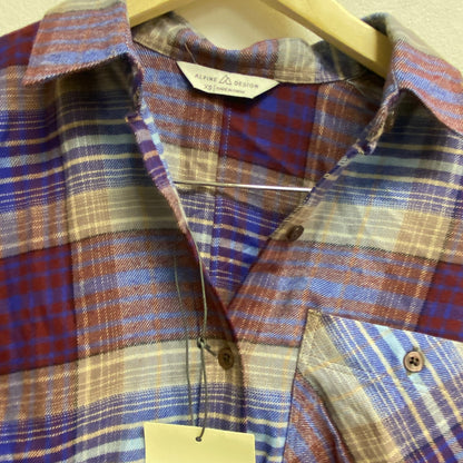 Alpine Design Womens Journey Oversized Flannel Dark Blue Overcast Plaid ADW22108