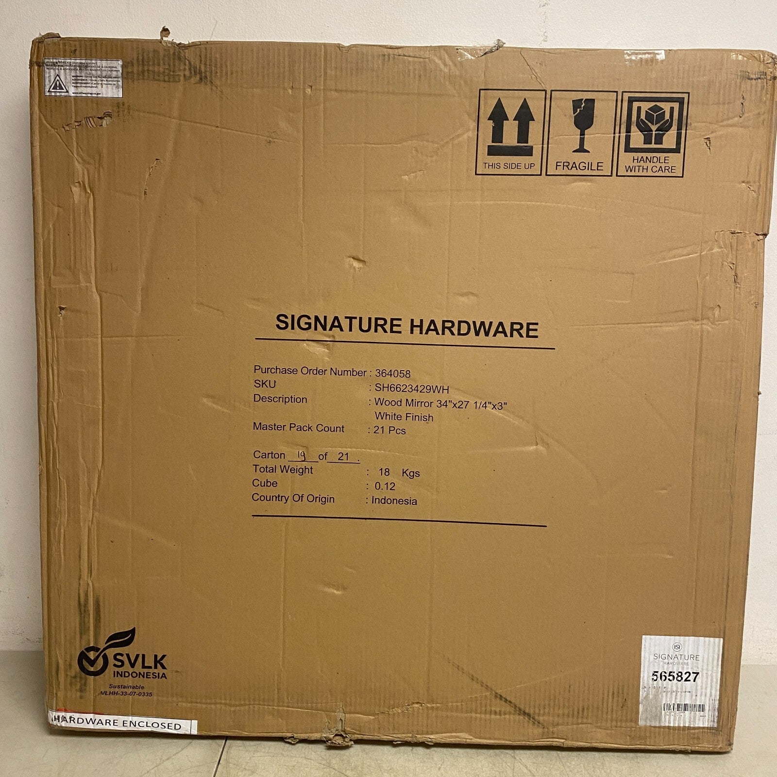 Signature Hardware 34" Claudia SH6623429WH Vanity Mirror - White