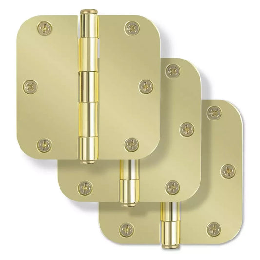 Signature Hardware 3-1/2" Rounded Steel Door Hinge With Plain Bearing-3 Pack -PB