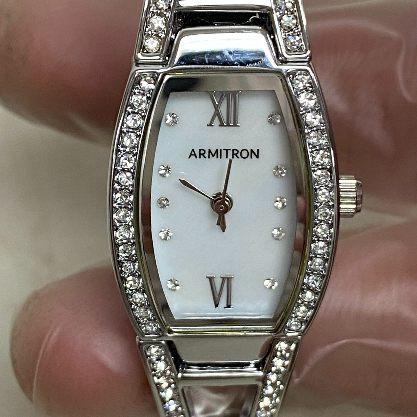 Armitron Women's 75/3531 Swarovski Crystal Acc SILVERT-Tone Bangle Watch R15