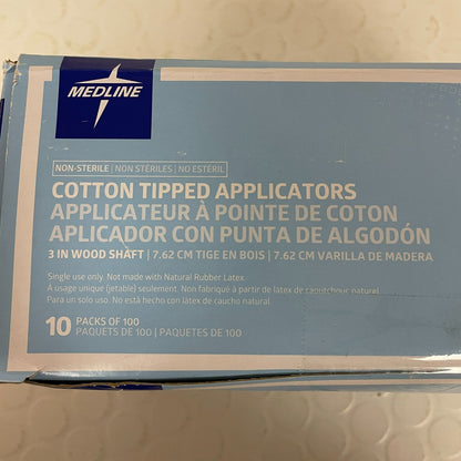 Medline Nonsterile Cotton Tipped Applicator Box of 1000