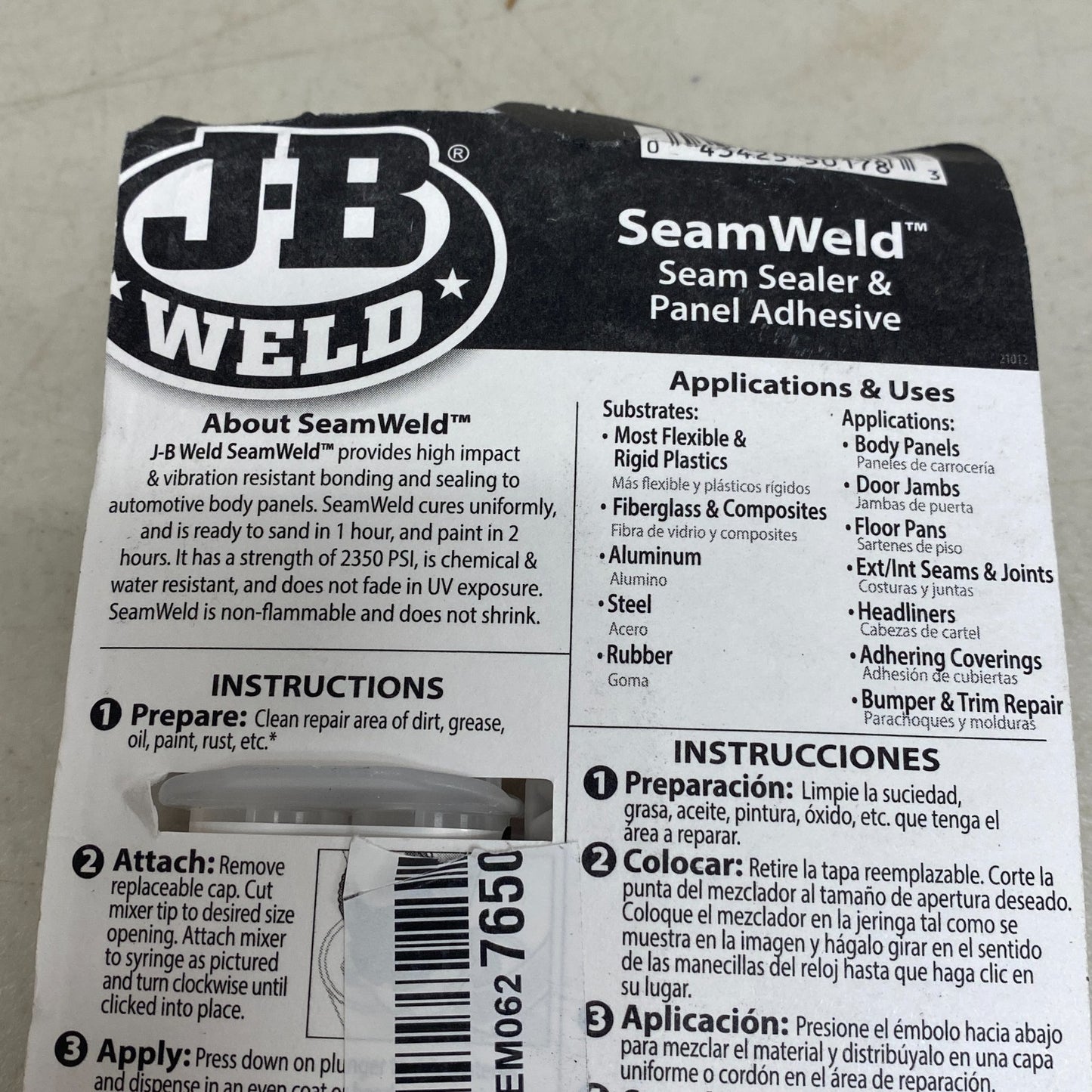 J-B Weld SeamWeld™ Epoxy Syringe 25 mL 50178 Industrial Strength Adhesive