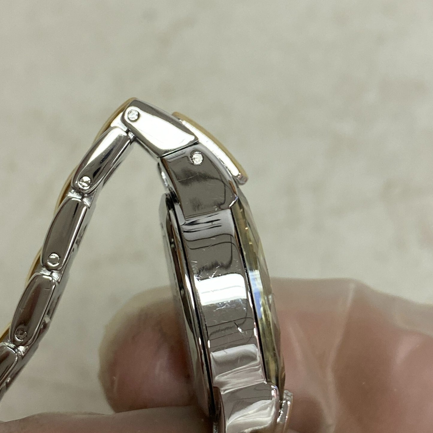 Armitron Women's Bracelet Watch Gold/Silver Band Crystals Bezel 75/3313TTG.