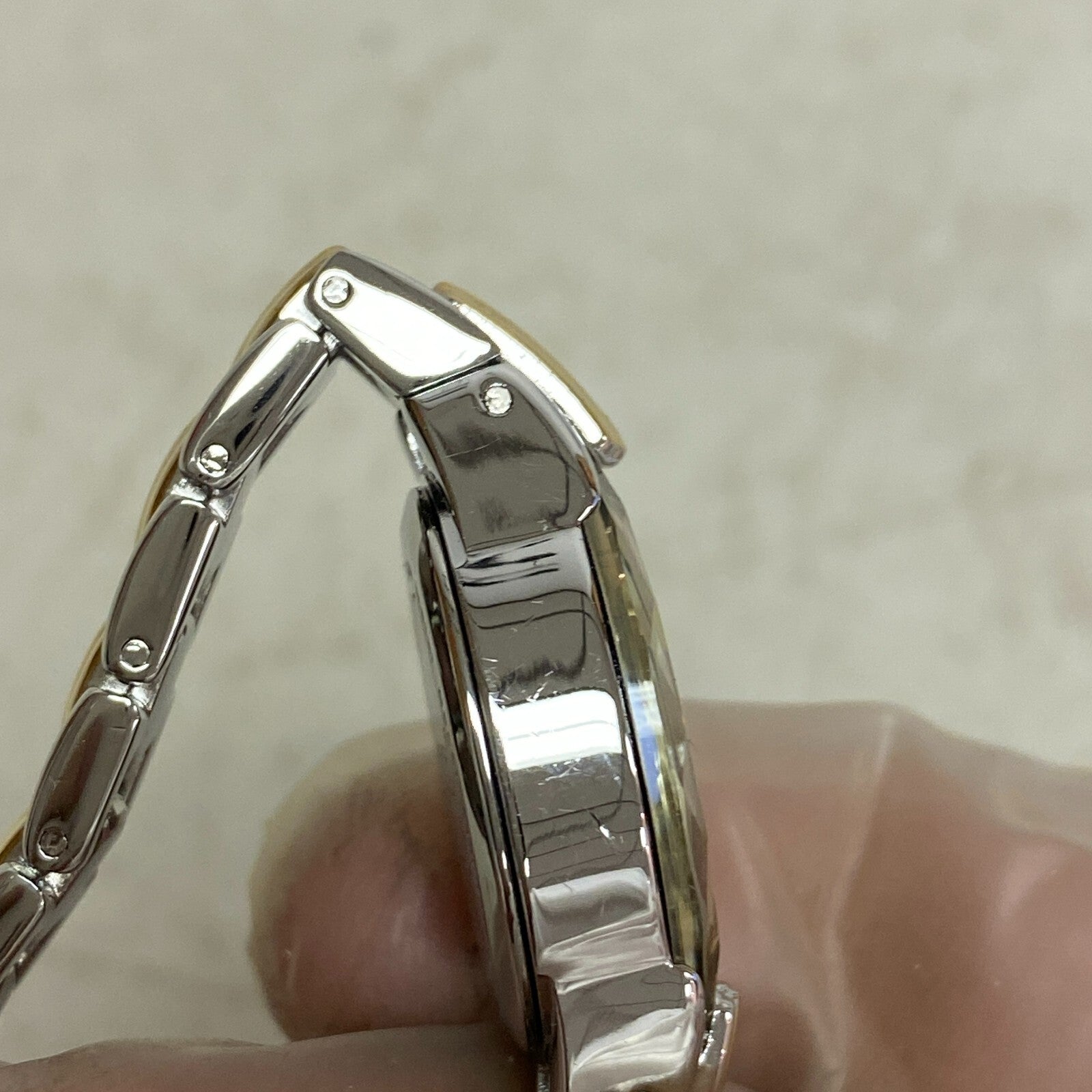 Armitron Women's Bracelet Watch Gold/Silver Band Crystals Bezel 75/3313TTG.