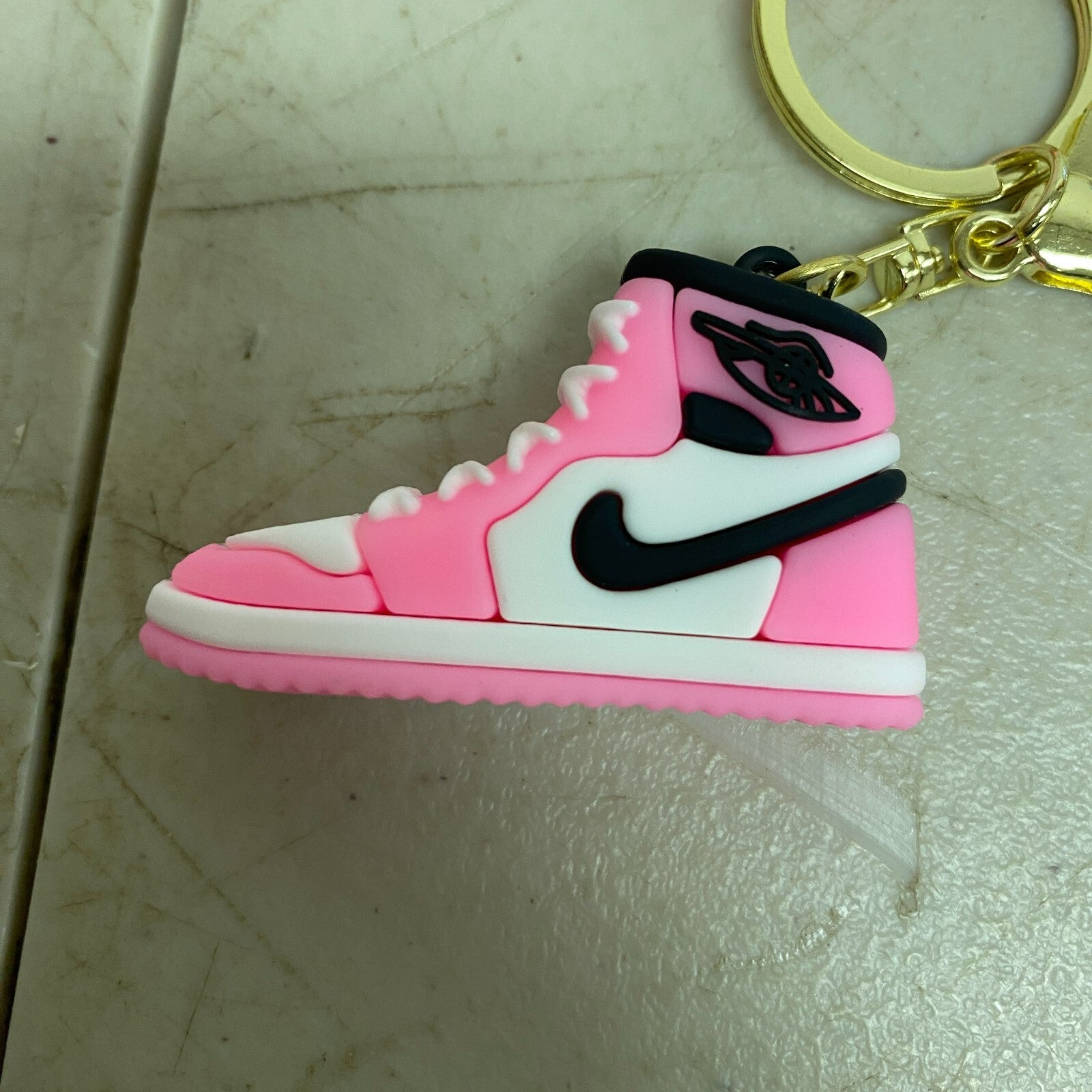 Assorted Silicone Air Jordan 1 Pink and White Keychain Accessory