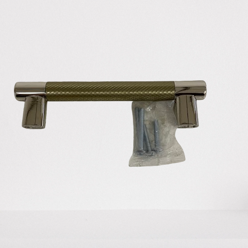 Amerock Esquire 5‑1/16″ Knurled Cabinet Pull Polished Nickel/Golden Champagne