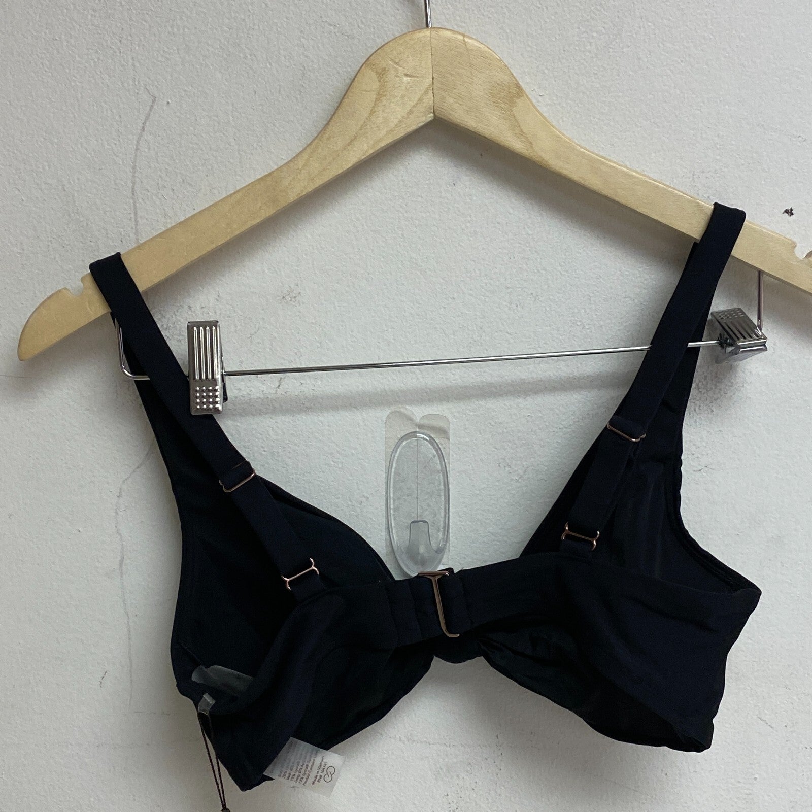 Calia Womens Swim Collection Racerback Knot Front Bikini Top Pure Black WSA23220