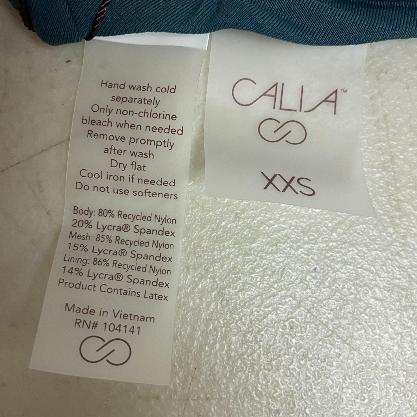 Calia Womens Runched Front Cross Top Deep Aqua Solid Racerback Swimwear WSA23204