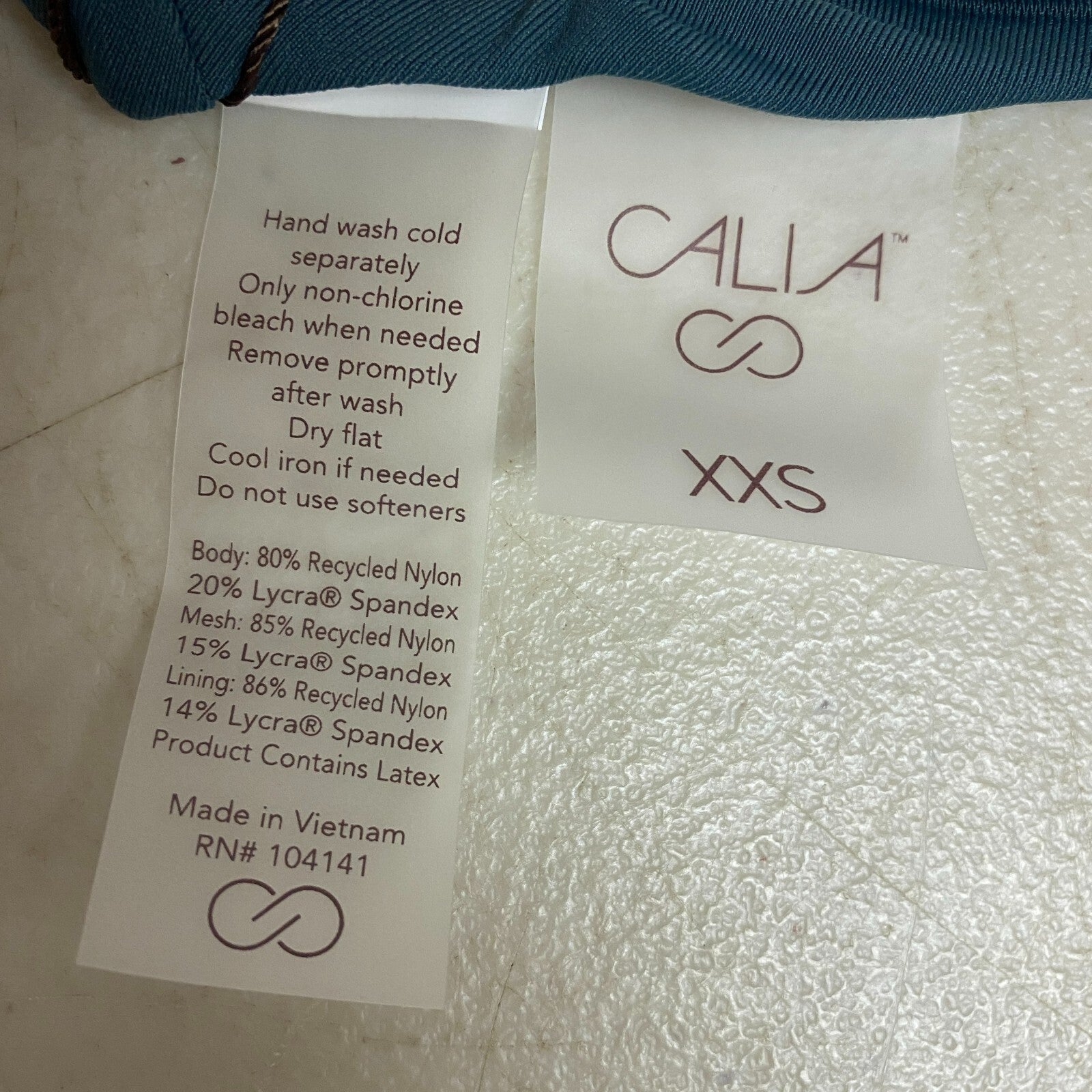 Calia Womens Runched Front Cross Top Deep Aqua Solid Racerback Swimwear WSA23204