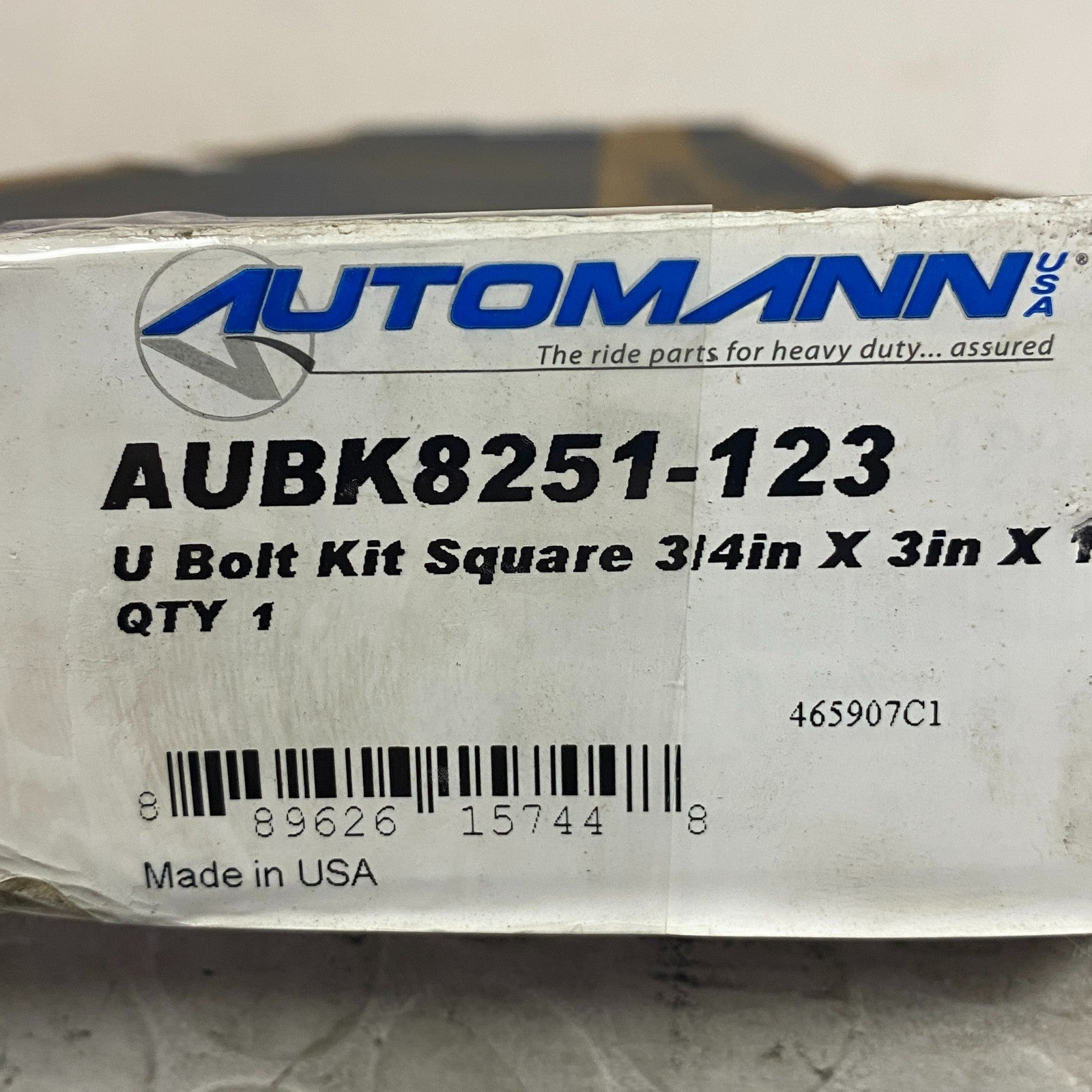 Automann U Bolt Kit Square 3/4" x 3" x 12 3/8" AUBK8251-123