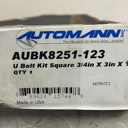 Automann U Bolt Kit Square 3/4" x 3" x 12 3/8" AUBK8251-123