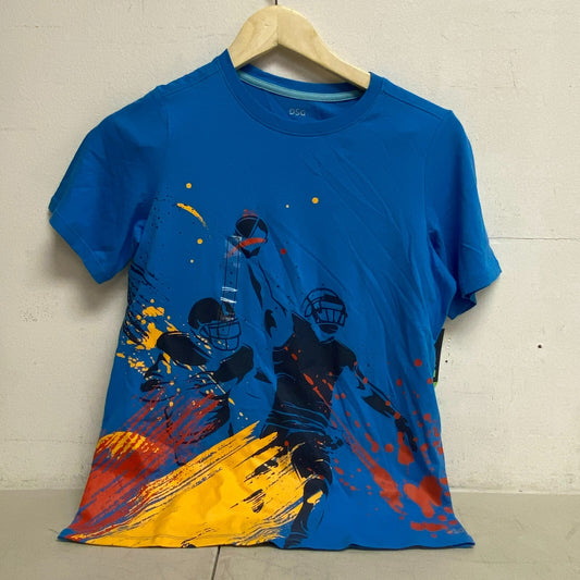 DSG Boys' Cotton Graphic T-Shirt Ibiza Blue Touchdown Football DAB21108