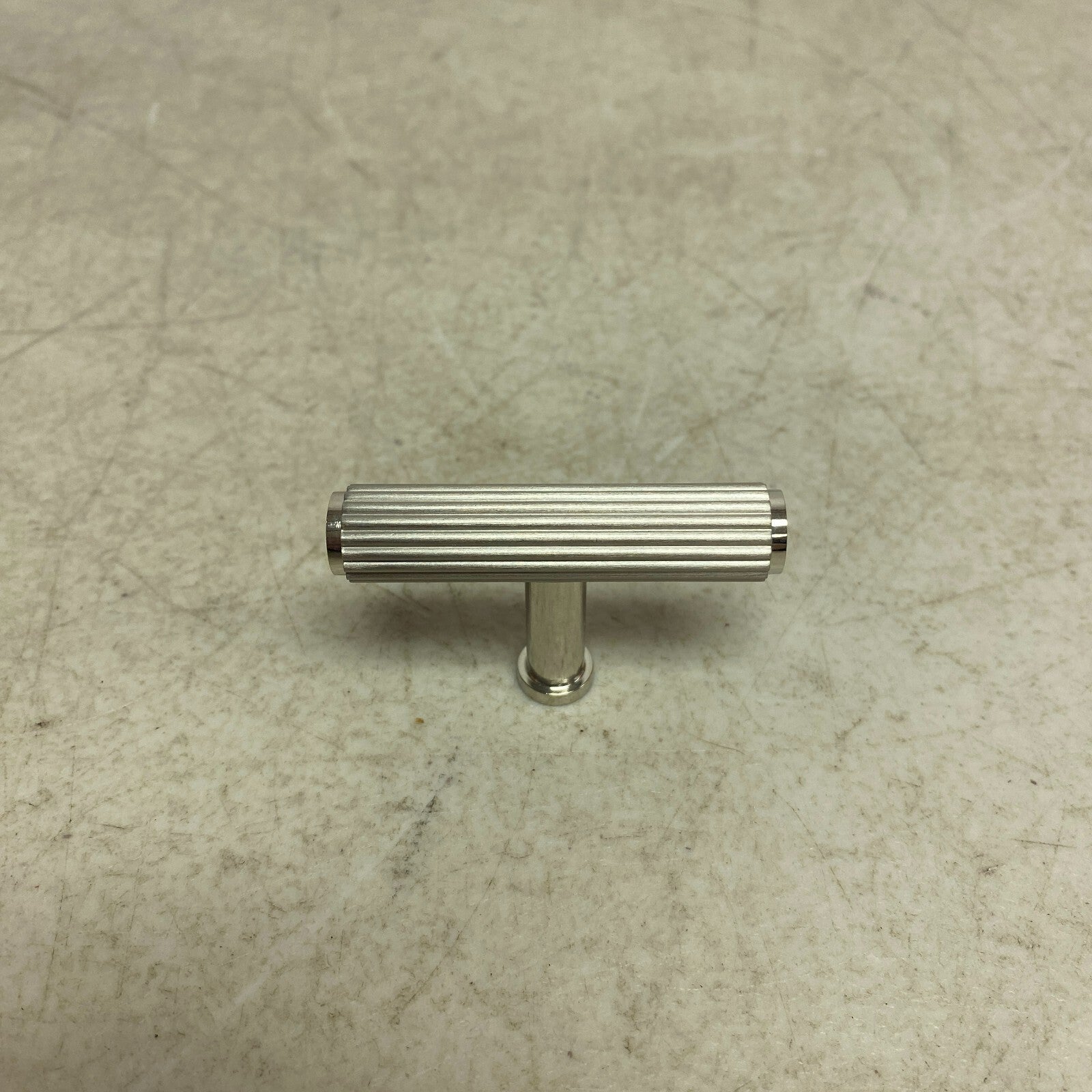 Signature Hardware Brixlee Reeded Brass T Knob - Brushed Nickel/Polished Nickel