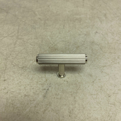 Signature Hardware Brixlee Reeded Brass T Knob - Brushed Nickel/Polished Nickel