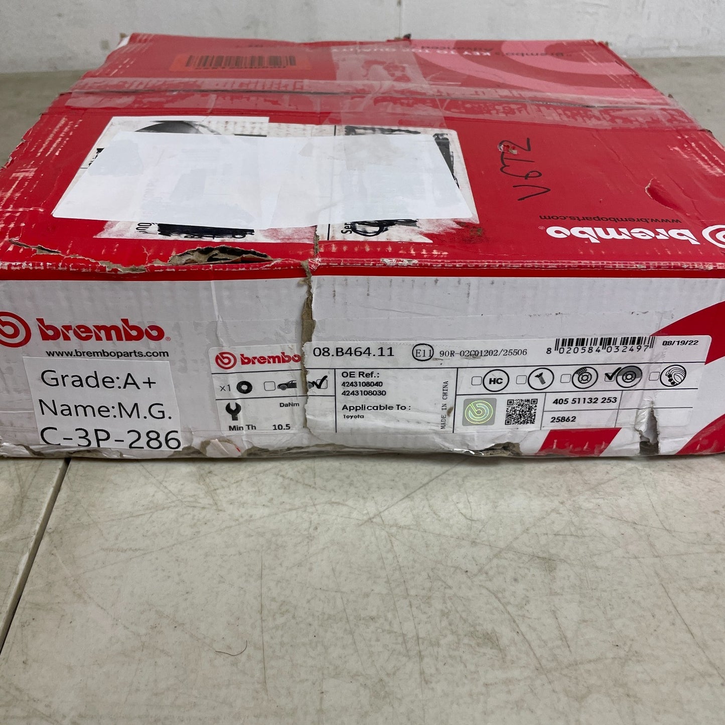 Brembo 09.B452.11 Front Brake Rotor UV-Coated OE# 43512-08030