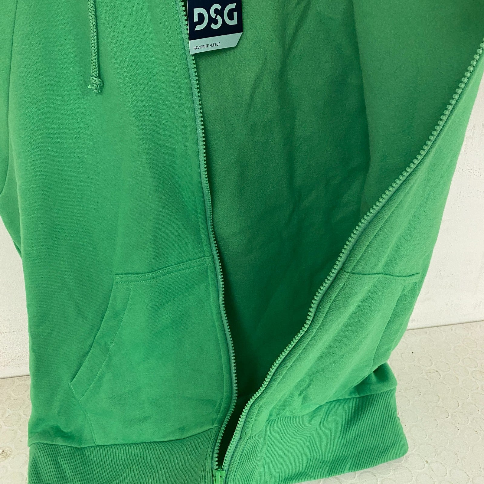 DSG Womenâs Favorite Fleece Short Sleeve Zip Hoodie Slime Green DAW13410