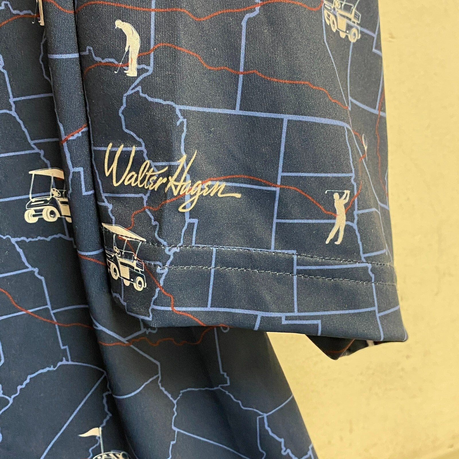 Walter Hagan Mens' P11 USA Road Trip Print Polo Road Trip Navy MGA11481