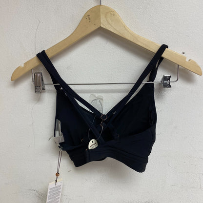 Calia Women's Swim Runched Front Cross Racerback Bikini Top Pure Black WSA23204