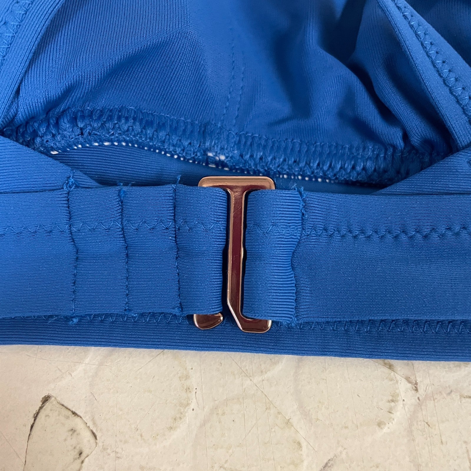 CALIA Tie Back Bikini Swim Top Wavy Blocks Blue NWT New with Tags Trendy Stylish