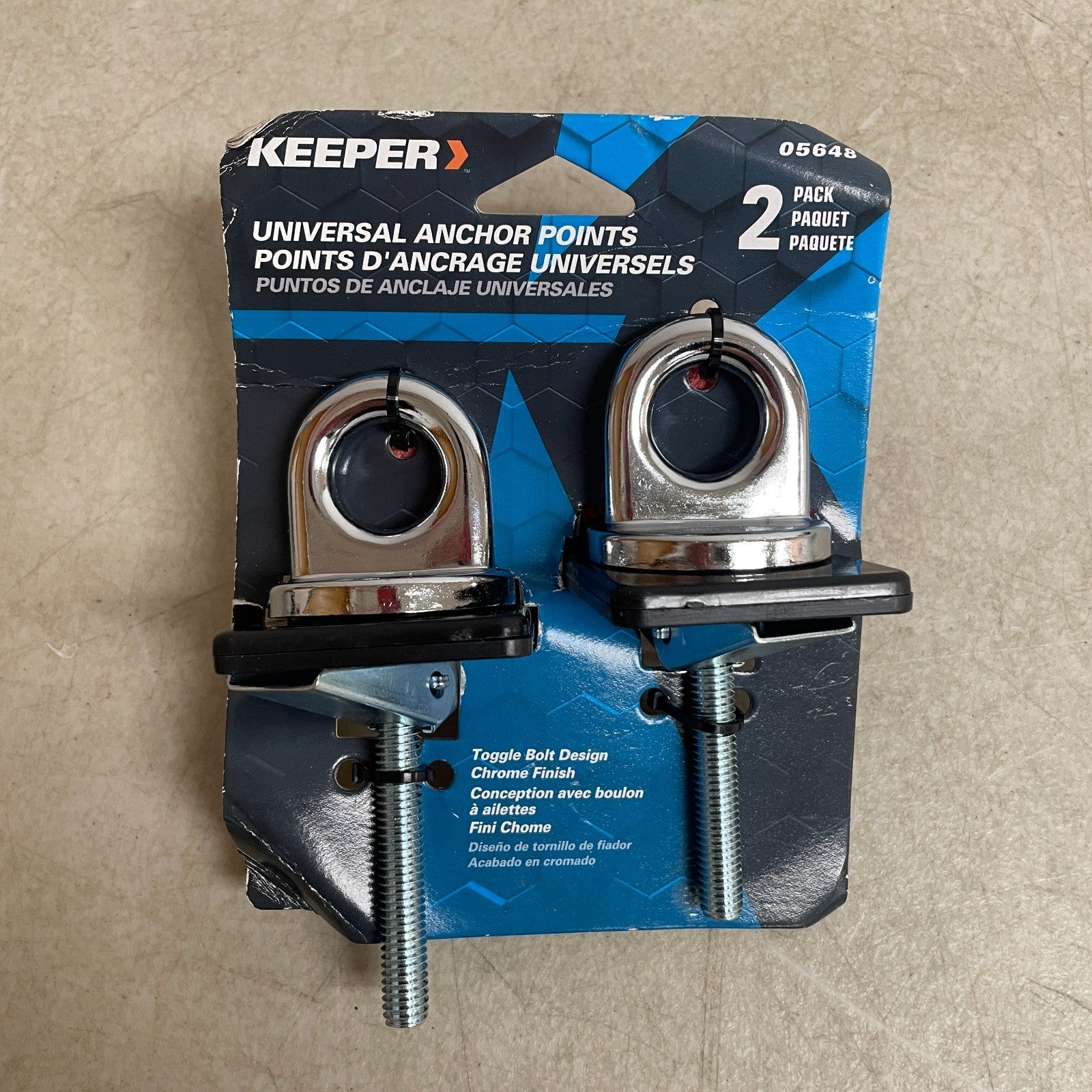 KEEPER 05648 Chrome Anchor Point 2 Pack 1,000 lb Tie-Down Rings Truck Trailer
