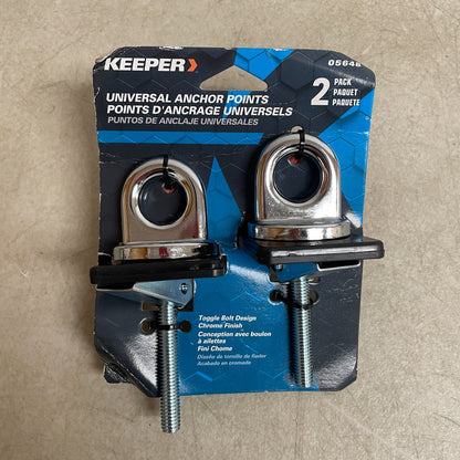 KEEPER 05648 Chrome Anchor Point 2 Pack 1,000 lb Tie-Down Rings Truck Trailer