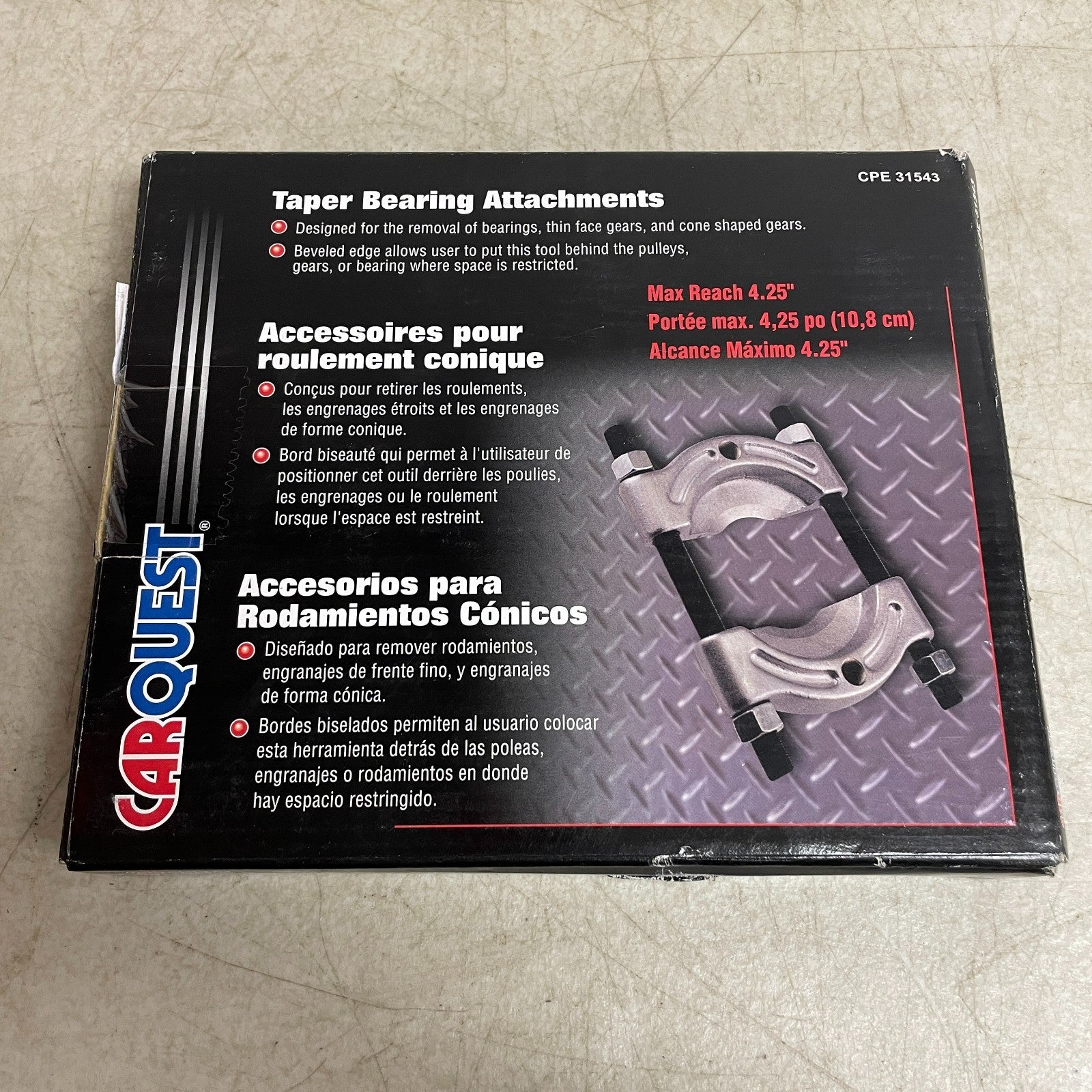Carquest Tapered Bearing Attachment 4.25" Reach for Gears & Bearings CPE 31543