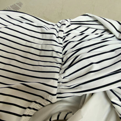 Calia Womens Cross Front HW Bottom Simple Stripe Black/ White WSA21403PRTXWP