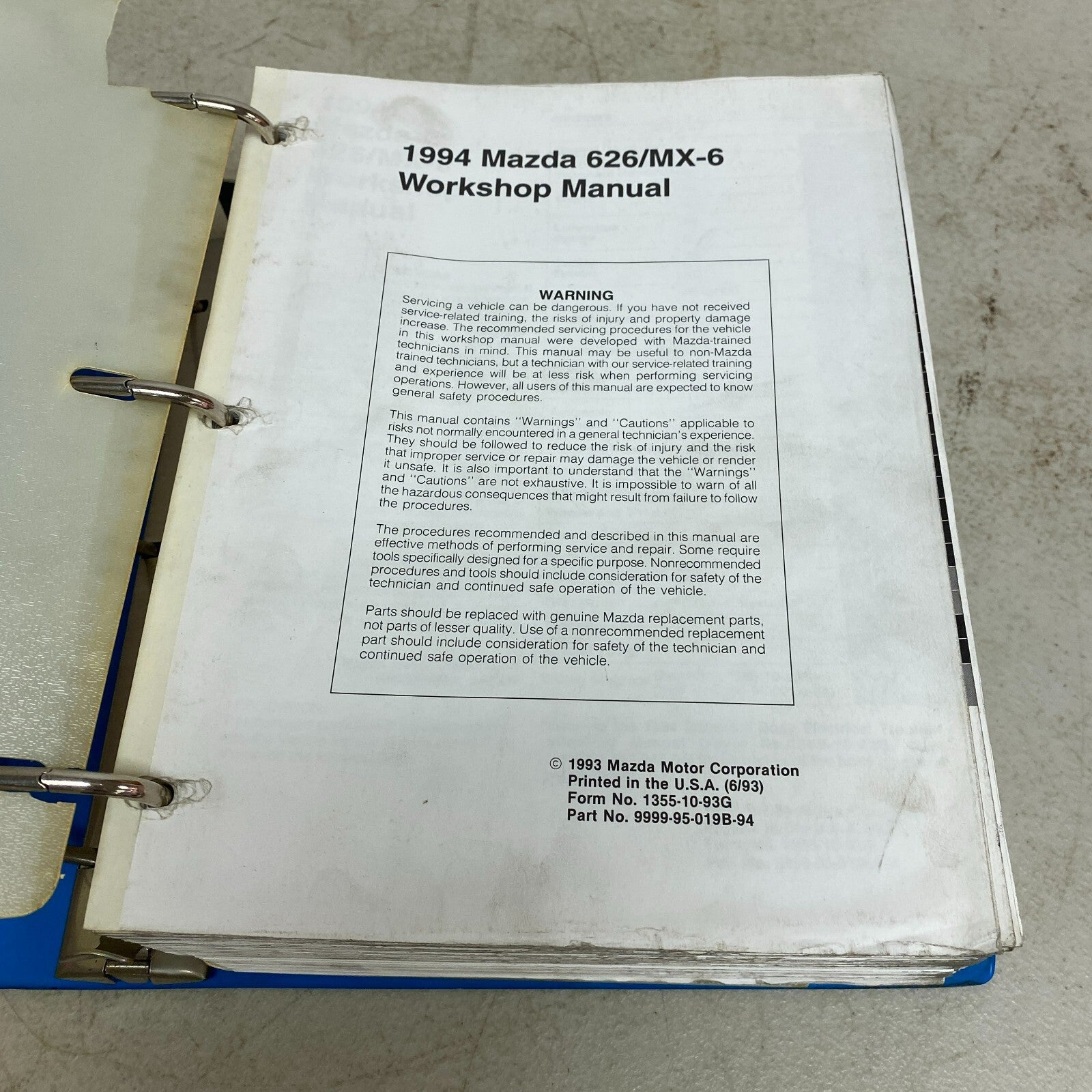 Mazda 1994 626/MX-6 Workshop Manual 9999-95-054B-00 , #593-1CP