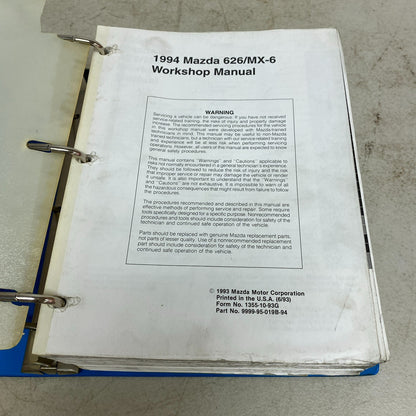Mazda 1994 626/MX-6 Workshop Manual 9999-95-054B-00 , #593-1CP