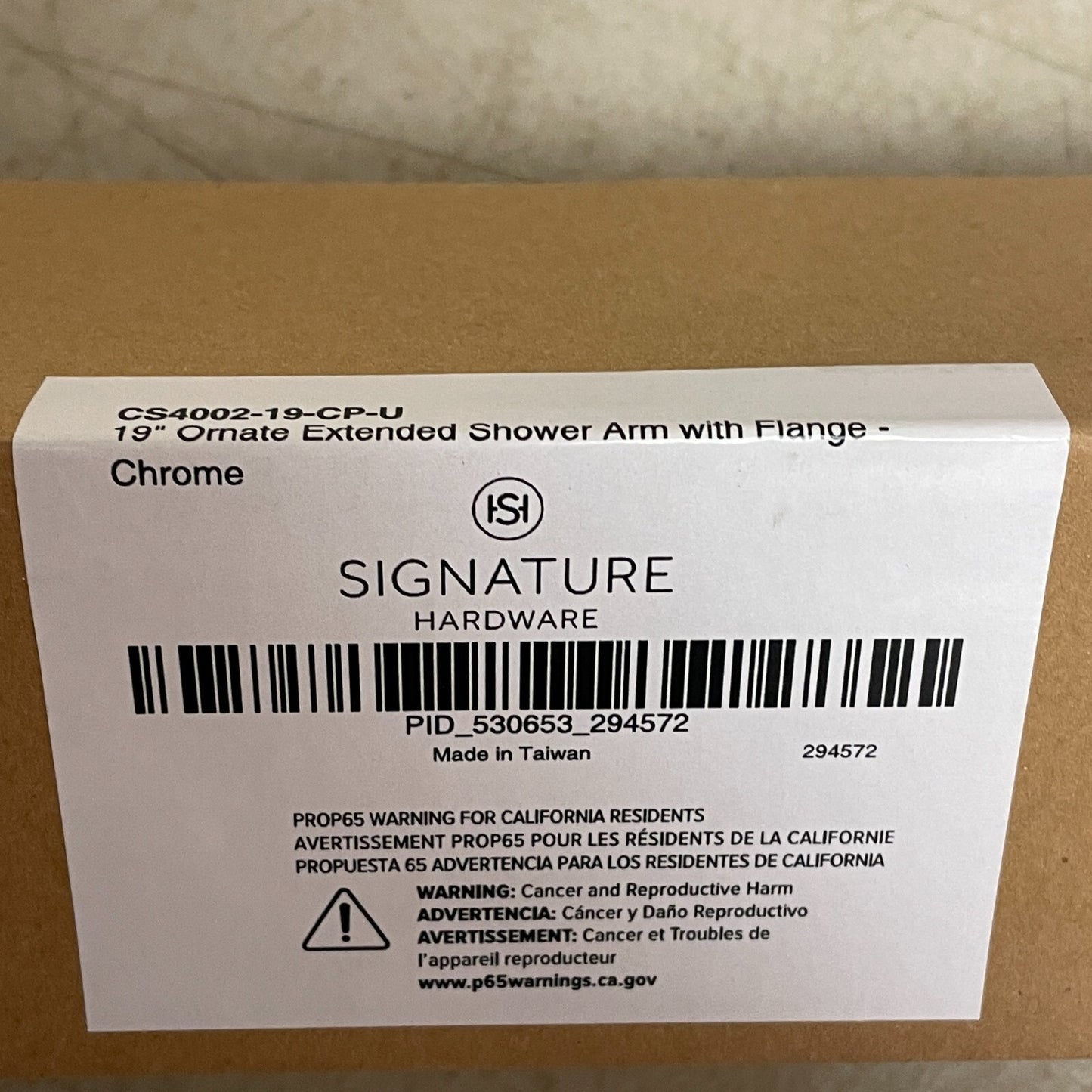 Signature Hardware 19" ORNATE EXTENDED SHOWER ARM WITH FLANGE-CHROME