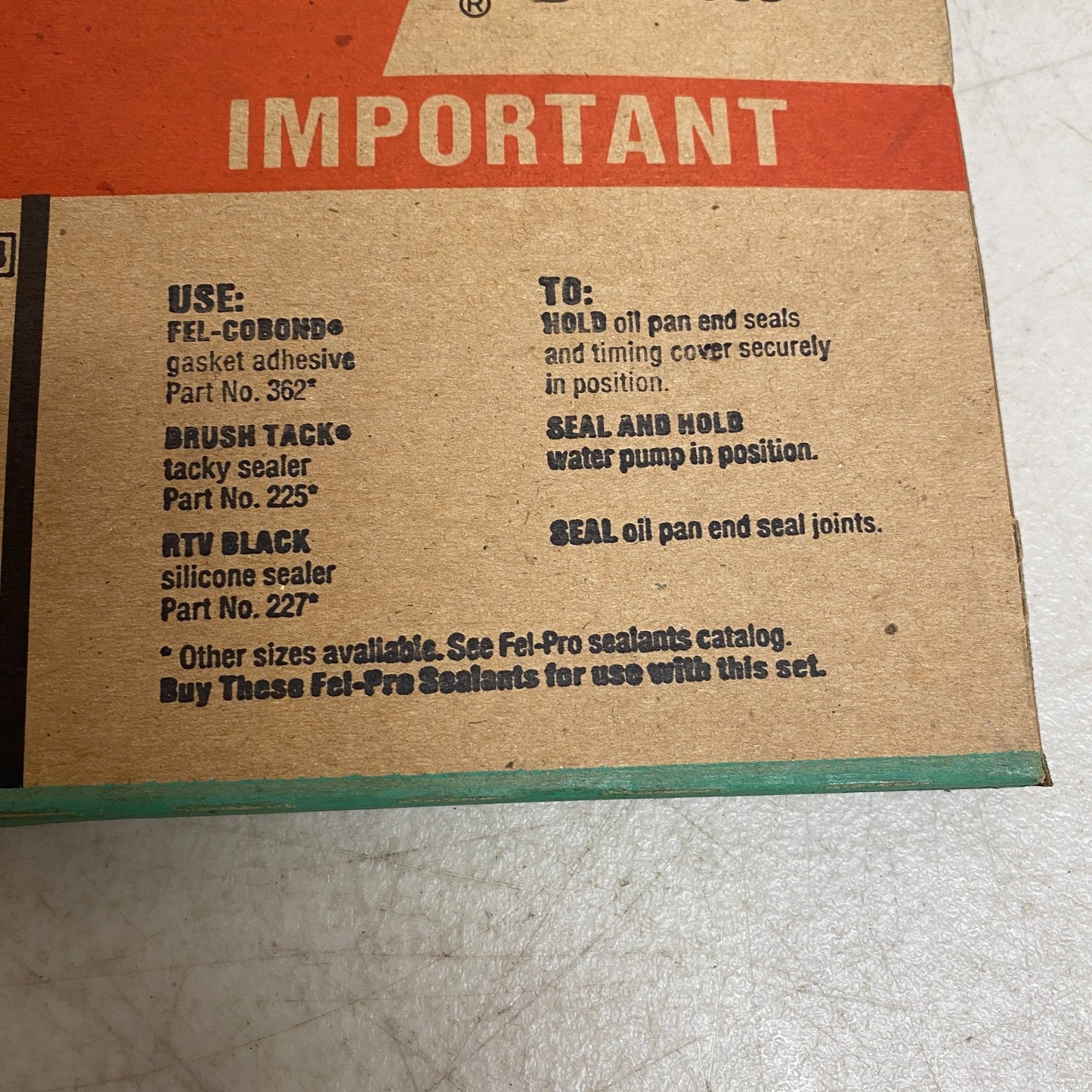 FEL-PRO TCS45060 Timing Cover Gasket Set BBC V8 427 454 1965-1976 Chevrolet Impa