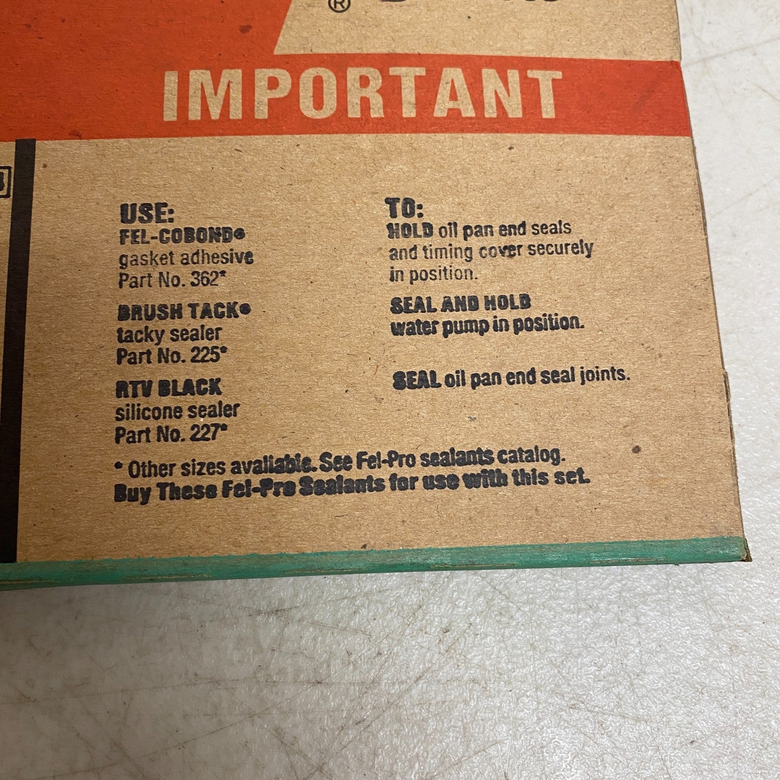 FEL-PRO TCS45060 Timing Cover Gasket Set BBC V8 427 454 1965-1976 Chevrolet Impa