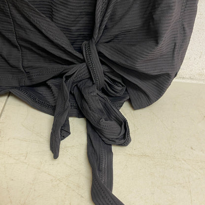 Calia Women Crop Wrap & Tie Tank Pure Black Sleeveless Solid Stylish WAX11234