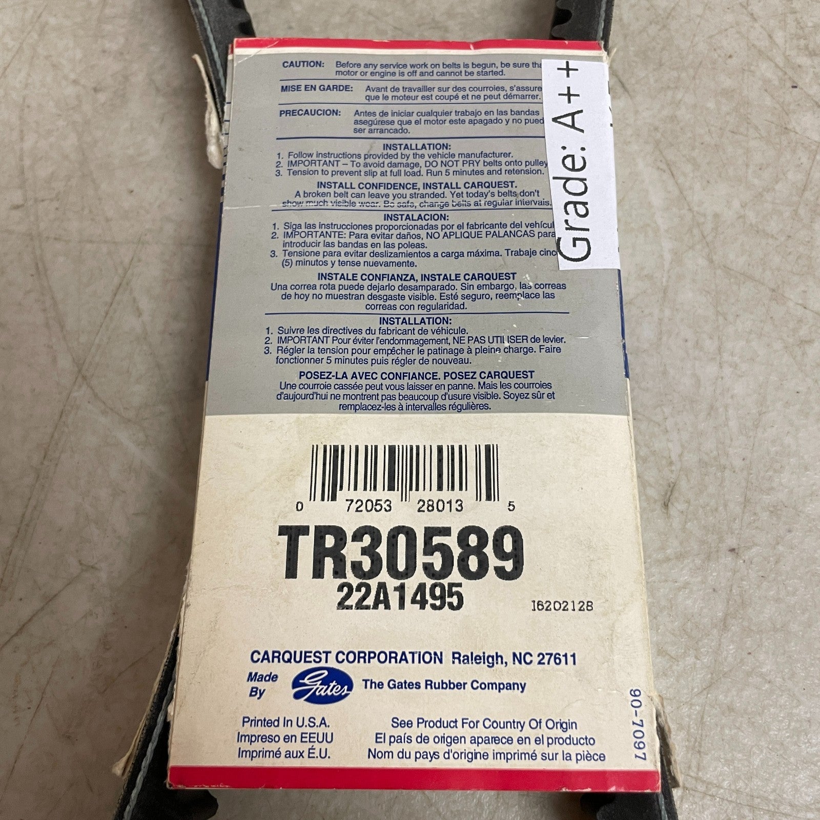 Carquest/TR Gates Green-Stripe Truck & Bus V-Belt 59.44" Outside TR30589