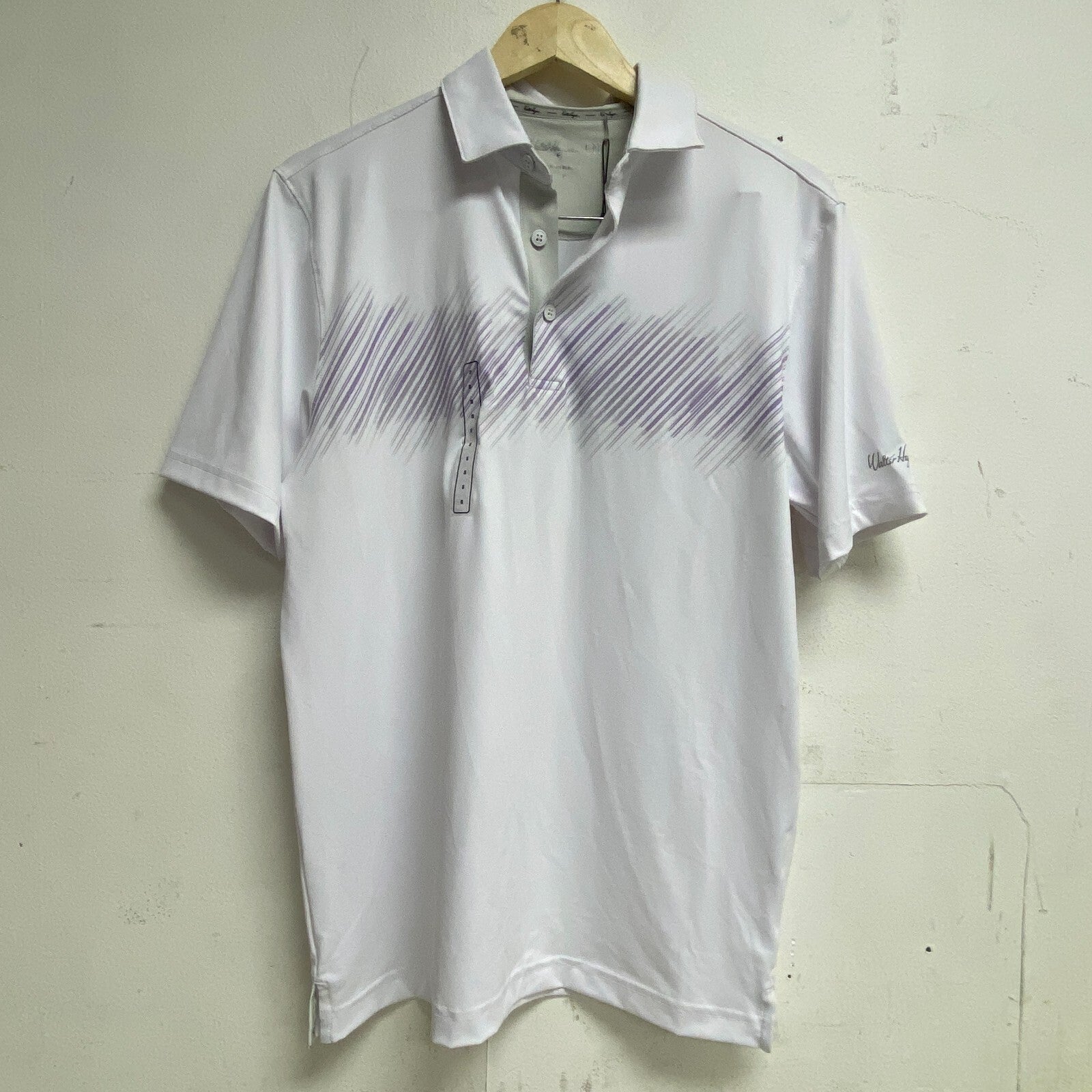 Walter Hagen Men's P11 Slash Chest Stripe Polo Slash Crisp White MGA11492