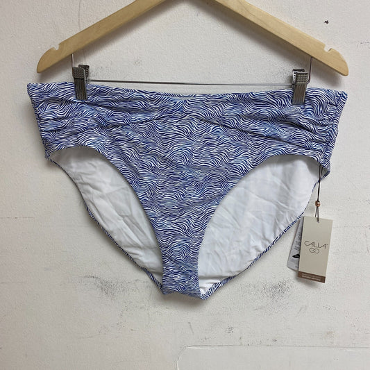 Calia Women's Shirred V Front Mid Rise Bottom Wave Blue/White WSA23415PRT New!