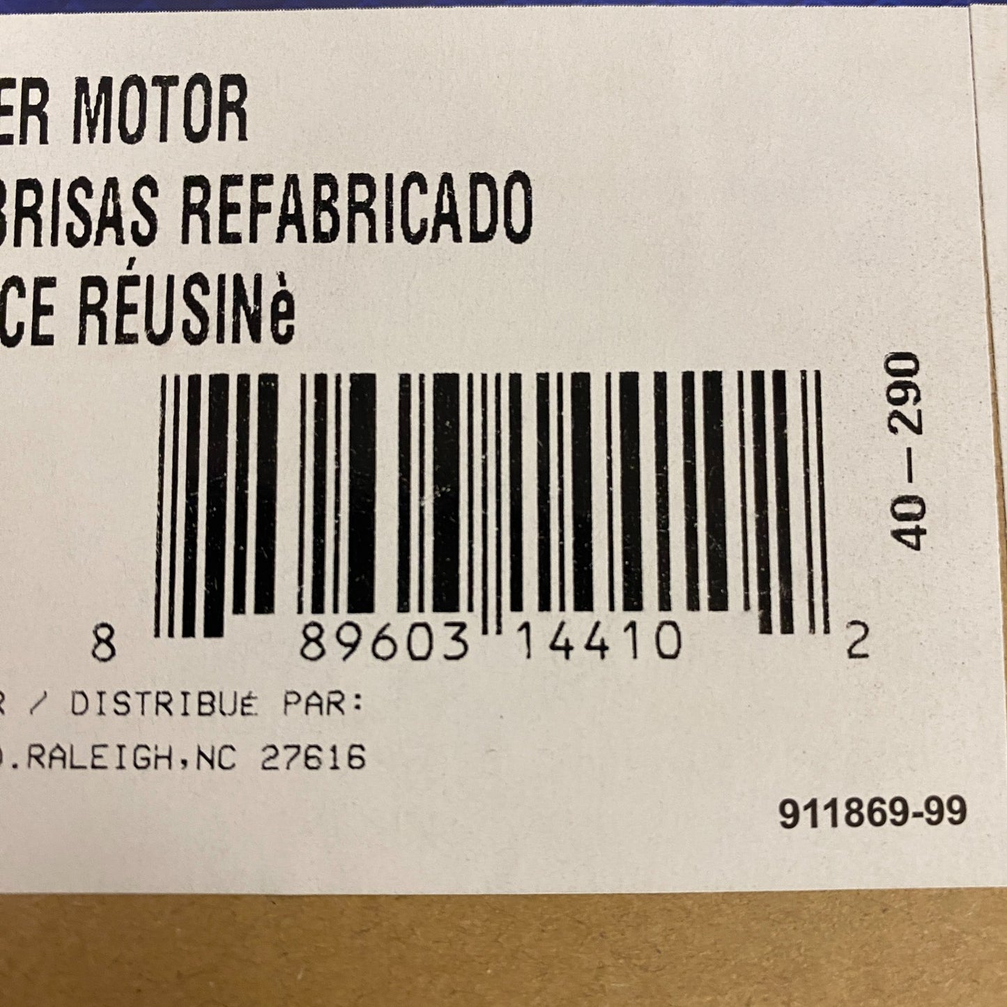 CARQUEST Premium Reman Windshield Wiper Motor Front Black 40‑290